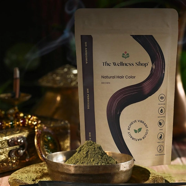 The Wellness shop The Wellness Shop Natural Brown Hair Color Powder 100g | Ammonia-Free, Long Lasting, Nourishes Scalp, Strengthens Roots, Prevents Dandruff, Safe for Men & Women