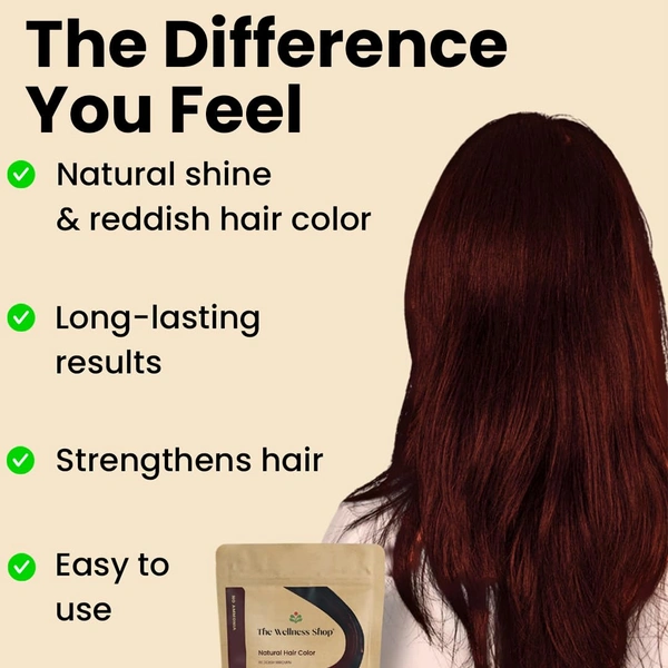 The Wellness shop The Wellness Shop Reddish Brown Hair Color Powder 100g | Herbal Blend with Henna & Amla | Ammonia-Free, Long Lasting Shine, Nourishes Scalp, Strengthens Roots & Prevents Dandruff