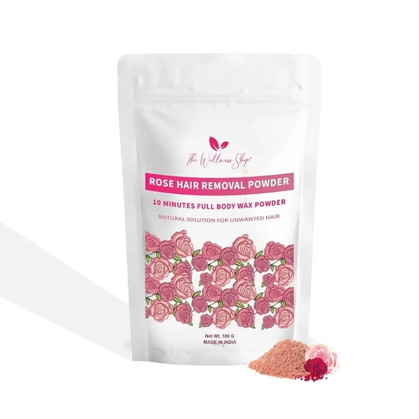 The Wellness shop The Wellness Shop Rose Hair Removal Wax Powder 100g | Enriched with Rose & Multani Mitti | Painless, Natural Hair Removal | No Irritation & No Rashes | Smooth, Soft Sk