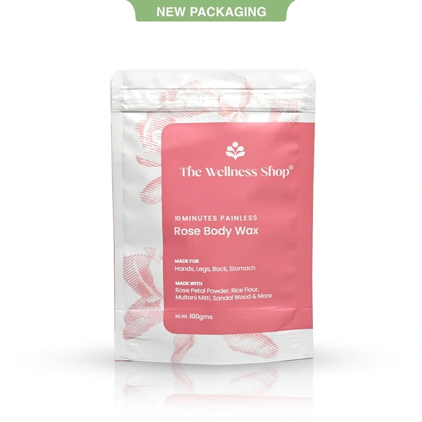 The Wellness shop The Wellness Shop Rose Hair Removal Wax Powder 100g | Enriched with Rose & Multani Mitti | Painless, Natural Hair Removal | No Irritation & No Rashes | Smooth, Soft Sk