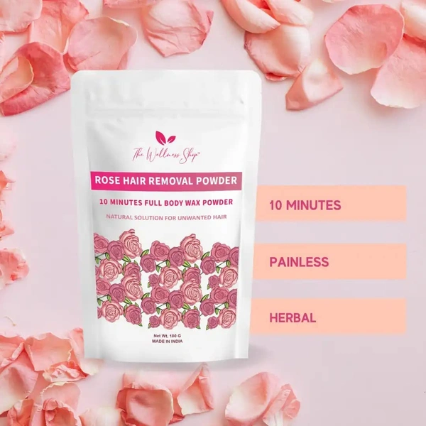 The Wellness shop The Wellness Shop Rose Hair Removal Wax Powder 100g | Enriched with Rose & Multani Mitti | Painless, Natural Hair Removal | No Irritation & No Rashes | Smooth, Soft Sk