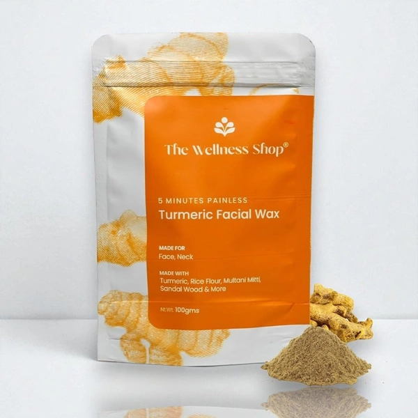 The Wellness shop The Wellness Shop Turmeric Facial Wax Powder 100g | 5 Min Painless Natural Face Hair Removal | No Chemicals, No Irritation, No Rashes | Easy At Home Waxing