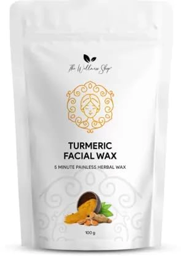 The Wellness shop The Wellness Shop Turmeric Facial Wax Powder 100g | 5 Min Painless Natural Face Hair Removal | No Chemicals, No Irritation, No Rashes | Easy At Home Waxing