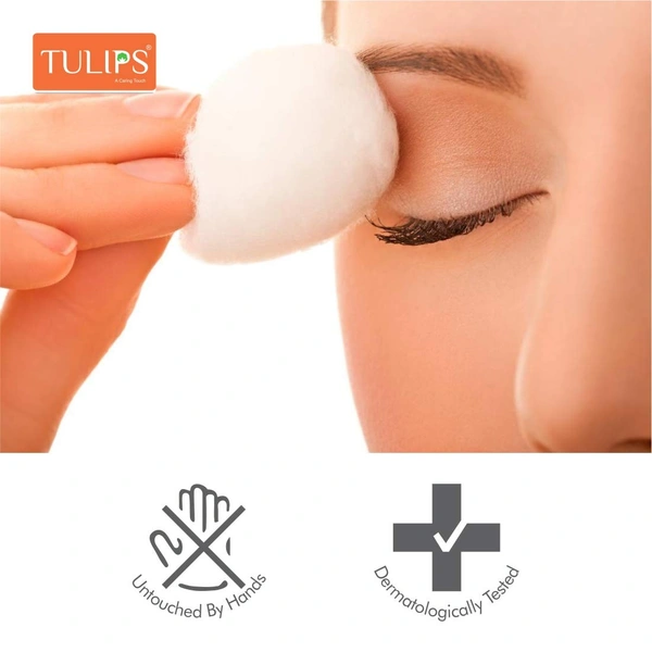 Tulips Cotton Balls White 100 Balls | Soft, Pure & Gentle | Ideal for Makeup Removal & Skincare | 100% Natural Cotton | Safe for All Skin Types |for Everyday Use