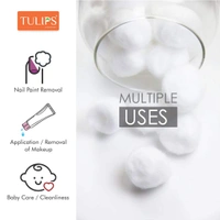 Tulips Cotton Balls White 100 Balls | Soft, Pure & Gentle | Ideal for Makeup Removal & Skincare | 100% Natural Cotton | Safe for All Skin Types |for Everyday Use