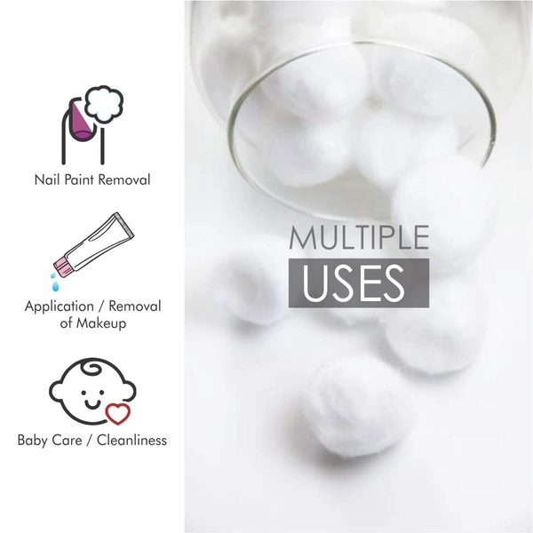 Tulips Cotton Balls White 50 Balls Pack of 3 | Soft, Pure & Gentle | Ideal for Makeup Removal & Skincare | 100% Natural Cotton | Safe for All Skin Types |for Everyday Use