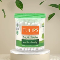 Tulips Cotton Ear Buds 100 Sticks (200 Tips) Pack of 5 | Soft, Safe & Hygienic | 100% Pure Cotton | Ideal for Daily Care & Grooming |  With White Paper Sticks|Eco-Friendly | Convenient Jar Packaging