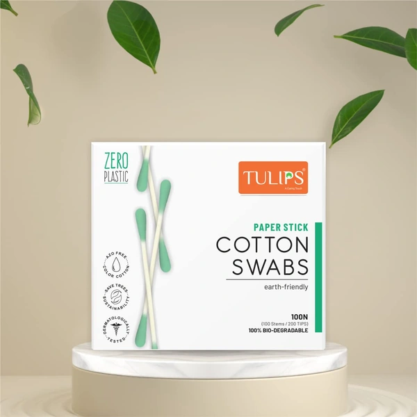 Tulips Cotton Ear Buds Multicolor 100 Sticks (200 Tips) Pack of 4 | Soft, Safe & Hygienic | 100% Pure Cotton | Ideal for Daily Care & Grooming | With White Paper | Eco-Friendly & Convenient