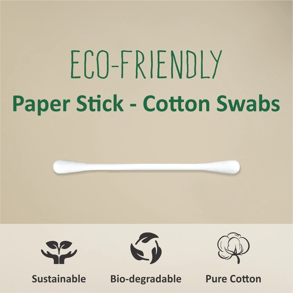Tulips Eco-Friendly Cotton Ear Buds 100 Sticks (200 Tips) | Biodegradable, Soft & Safe | 100% Pure Cotton | Gentle on Skin | Ideal for Daily Use