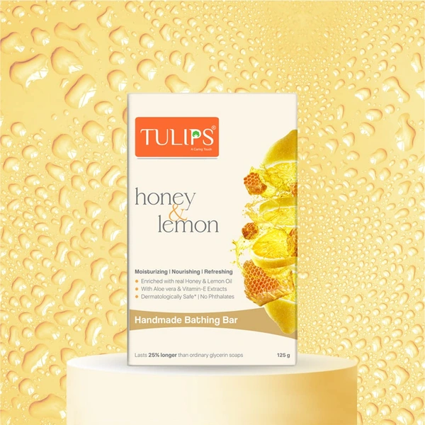 Tulips Handmade Bath Soap Honey & Lemon 125g |Moisturizing & Nourishing | Refreshing Skin Care