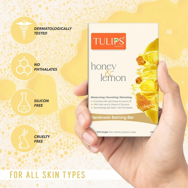 Tulips Handmade Bath Soap Honey & Lemon 125g |Moisturizing & Nourishing | Refreshing Skin Care