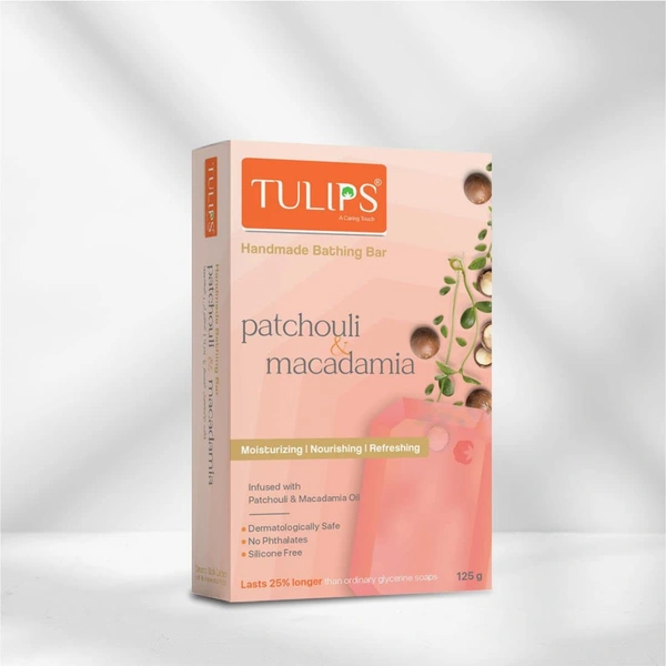 Tulips Handmade Bathing Bar Soap (Patchouli & Macadamia) 125g | Nourishing & Luxurious