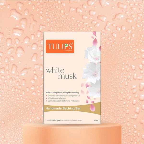 Tulips Handmade Bathing Bar White Musk Soap 125g | Moisturizing & Nourishing | Refreshing Skin Care