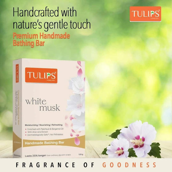 Tulips Handmade Bathing Bar White Musk Soap 125g | Moisturizing & Nourishing | Refreshing Skin Care