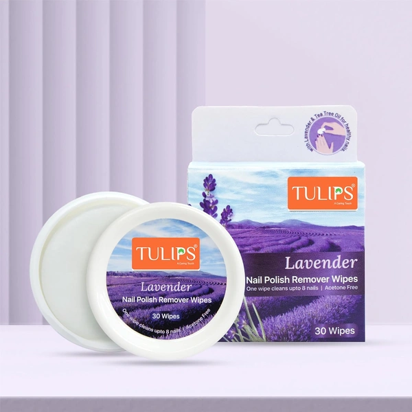 Tulips Nail Polish Remover Wipes | Acetone-Free |Pre-Moistened, Convenient & Gentle | Green Apple, Blueberry & Lavender Scents