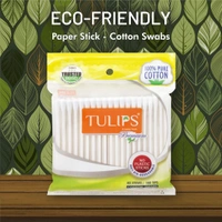 Tulips Premium Cotton Ear Buds 80 Sticks (160 Tips) Pack of 2 | Soft, Hygienic & Gentle | 100% Pure Cotton | Ideal for Personal Care & Makeup With White Paper Sticks | Eco-Friendly & Gentle