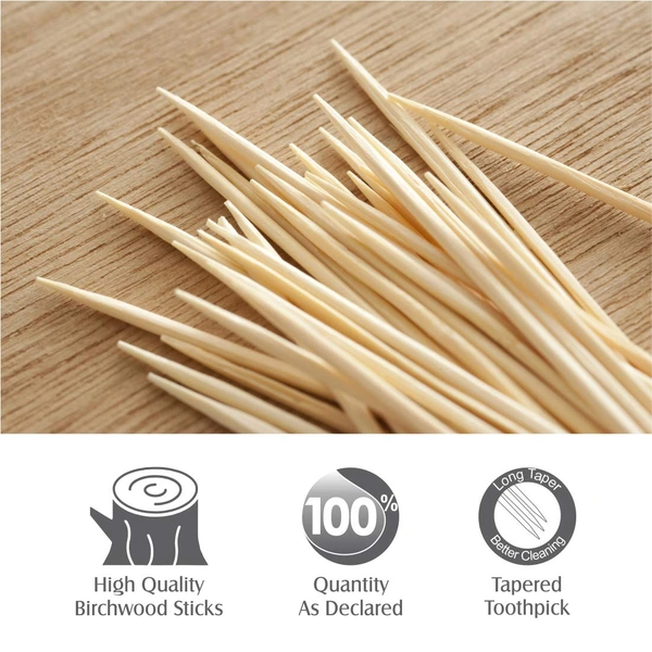 Tulips Premium Wooden Toothpicks 250+50 Free| High-Quality | Biodegradable | Safe for Daily Use | Ideal for Oral Hygiene & Kitchen Use