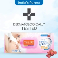 Tulips Sensitive Baby Wet Wipes Non-LID Pack (72 Wipes) | Gentle Cleaning | Moisturizing | Rash-Free | 99% Purified Water & Grapefruit Extracts