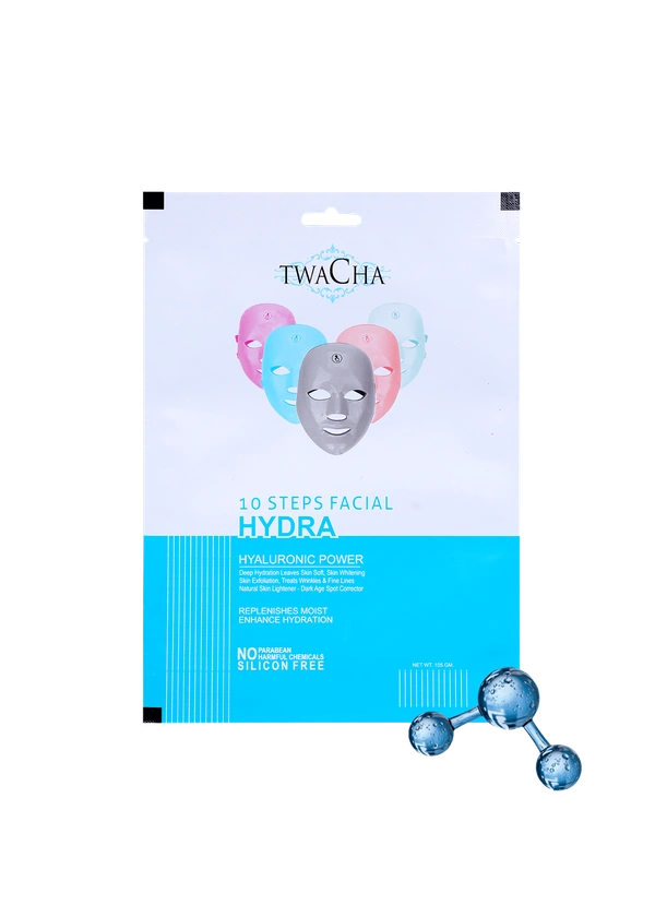 Twacha 10 Steps Facial Kit Hydra Hyaluronic Power | Deep Hydration & Radiance Boost | With Hyaluronic Acid & Niacinamide | Brightens, Nourishes & Revitalizes All Skin Types