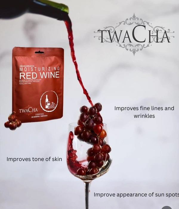 Twacha Moisturizing Red Wine Facial Kit | Red Grape Extracts for Instant Glow, Dark-Spot Removal & Wrinkle Reduction | All Skin Types | Unisex 6-Step Home Facial