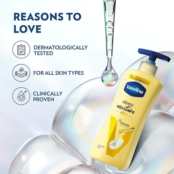 Vaseline Deep Moisture Body Lotion 600ml for Dry Skin | Cushion Soft Smooth Skin | With Ceramides & Hyaluron Moisture Fillers | 48H Hydration Care