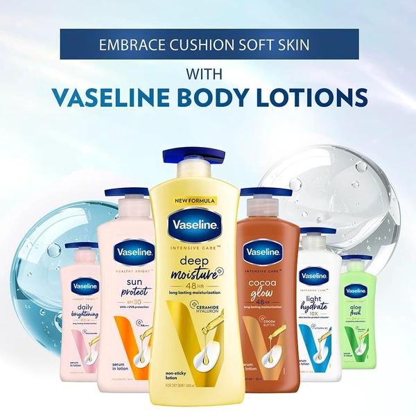 Vaseline Deep Moisture Body Lotion 600ml for Dry Skin | Cushion Soft Smooth Skin | With Ceramides & Hyaluron Moisture Fillers | 48H Hydration Care