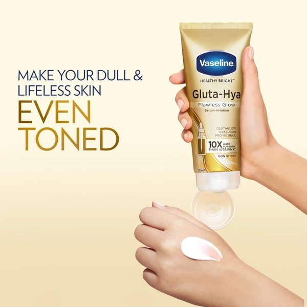Vaseline Gluta-Hya Flawless Glow Lotion 200ml | Face & Body Moisturizer | Enriched with Glutathione & Pro-Retinol for Brighter, Even-Toned Skin