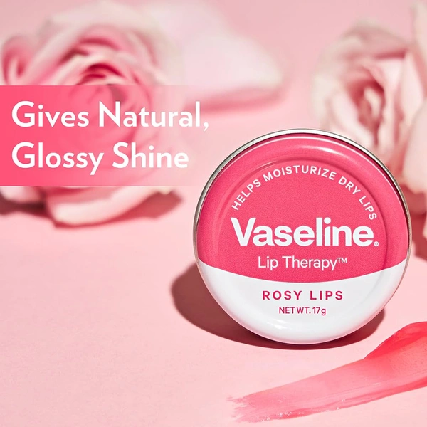 Vasline Vaseline Lip Tins Rosy Lips 17g | Intense Hydration & Sheer Pink Tint | Glossy Shine & Soft Smooth Lips | Everyday Moisturising Lip Balm