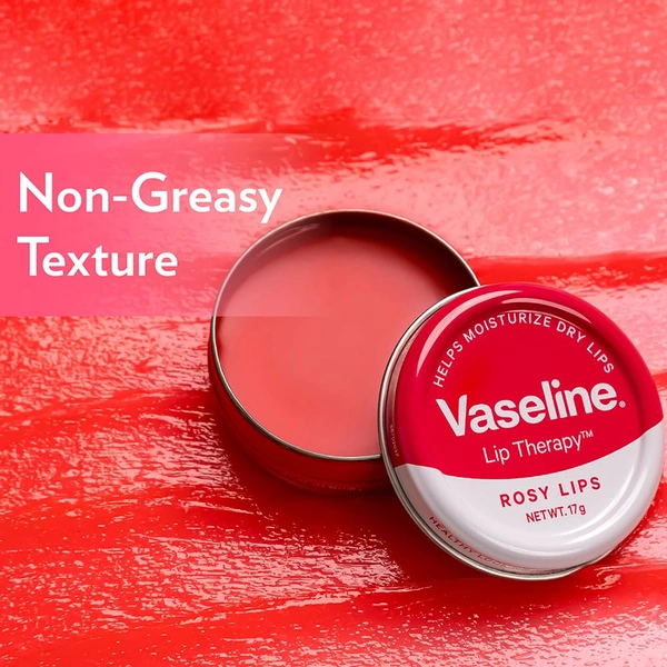 Vasline Vaseline Lip Tins Rosy Lips 17g | Intense Hydration & Sheer Pink Tint | Glossy Shine & Soft Smooth Lips | Everyday Moisturising Lip Balm