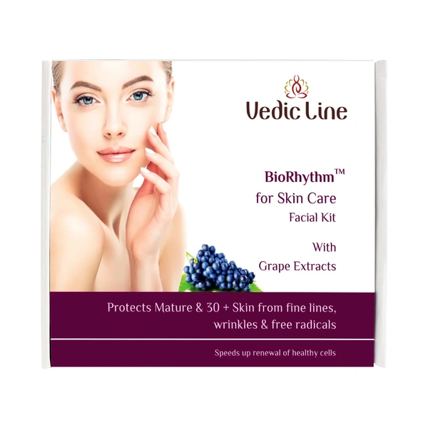 Vedic Line Bio Rhythm Skin Care Facial Kit | Glowing Skin And Deep Cleansing, Brightening | Rejuvenating & Moisture-Balancing Facial | Instant Glow Skin | Suitable for All Skin Types , 350ml
