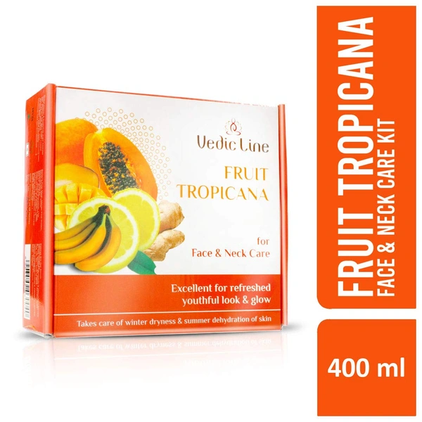Vedic Line Vedicline Fruit Tropicana Facial Kit for Face & Neck Care 400ml | Nourishing & Revitalizing Skincare | Excellent for Refreshed youthful look and glow | Removes Dead Skin Cells and Impurities