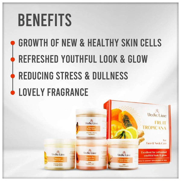Vedic Line Vedicline Fruit Tropicana Facial Kit for Face & Neck Care 400ml | Nourishing & Revitalizing Skincare | Excellent for Refreshed youthful look and glow | Removes Dead Skin Cells and Impurities