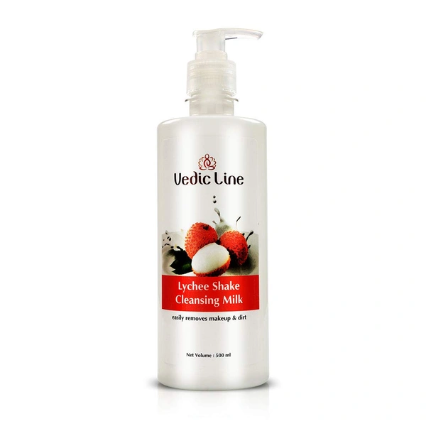 Vedic Line Vedicline Lychee Shake Cleansing Milk ,500ml | Easily Removes Makeup & Dirt | Lychee Extracts for Deeply Cleansed Face | Gentle Hydrating Cleanser for All Skin Types