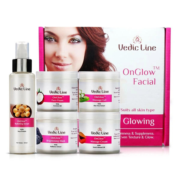 Vedic Line Vedicline Onglow Facial Kit For Glowing, Smooth And Clear Skin | Brightening & Hydrating Facial for Radiant Skin | Reduce Dark Spot | Suitable for All Skin Types | 500ml