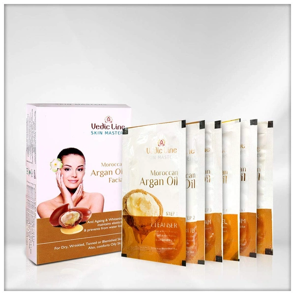 Vedic Line Vedicline Skin Masters Moroccan Argan Oil Facial Kit, Pack of 6, 312 ml | Deep Nourishing Skincare | Youthful & Hydrated Skin Solution | for Radiant Glow | Reduce Wrinkles, Fine Lines & Dark Spots