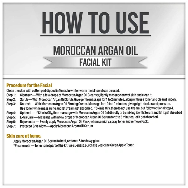 Vedic Line Vedicline Skin Masters Moroccan Argan Oil Facial Kit, Pack of 6, 312 ml | Deep Nourishing Skincare | Youthful & Hydrated Skin Solution | for Radiant Glow | Reduce Wrinkles, Fine Lines & Dark Spots