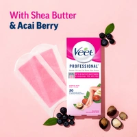 Veet Professional Waxing Strips Kit - 1 Pack for Normal Skin | Gel Wax Hair Removal for Women | 20 Strips, Up to 28 Days Smoothness, No Heater Required