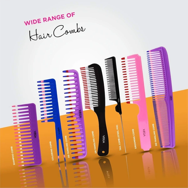 Vega VEGA Bloomy Shampoo Hair Comb DC-1268H | Smooth & Flexible Wide Teeth for Wet Hair | Tangle-Free Styling & Even Distribution of Conditioners or Masks