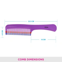 Vega VEGA Grooming Hair Comb 1264 | Durable, Lightweight & Sleek Design | Smooths & Detangles Effortlessly | Perfect for Everyday Use & All Hair Types