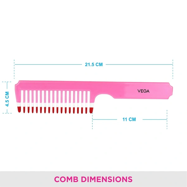 Vega VEGA Grooming Hair Comb 1267 | Designed for Gentle Scalp Care & Effortless Detangling | Lightweight, Durable & Suitable for All Hair Types