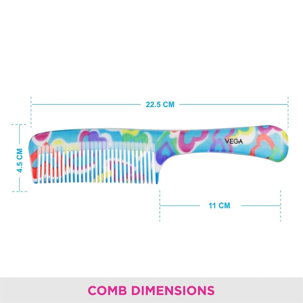 Vega VEGA Iris Grooming Hair Comb DC-1264 | Sleek, Durable & Lightweight Comb for Everyday Use | Detangles, Smooths & Tames Frizz for a Polished Look