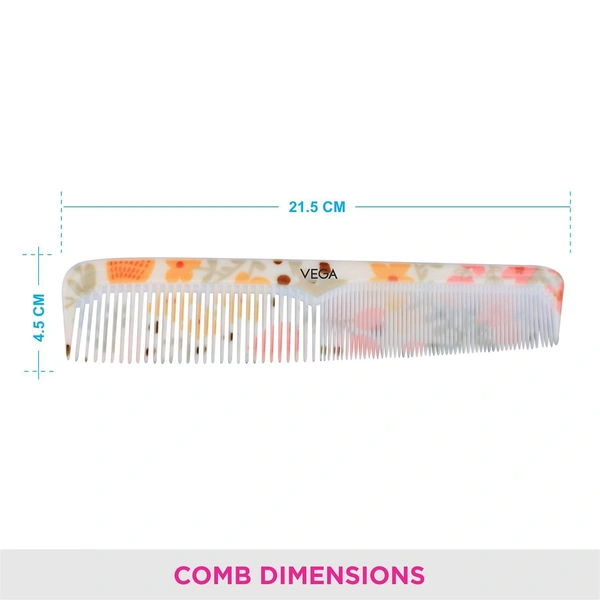 Vega VEGA Veronica Medium Grooming Hair Comb DC-1299 | Gentle on Scalp, Tames Frizz, and Detangles with Ease | Versatile Comb for All Hair Types & Everyday Styling