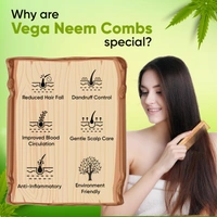 Vega WNC-01 Neem Hair Comb for Unisex | 100% Natural Neem Wood | India's No.1 Hair Comb| Anti-Dandruff, Hair Fall Control & Gentle Detangling | Eco-Friendly, Antibacterial & Frizz-Free