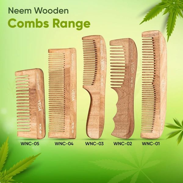 Vega WNC-05 Neem Hair Combs for Unisex, 100% Natural Neem Wood | India's No.1 Hair Comb | Anti-Dandruff & Scalp Nourishing | Hair Fall Control & Gentle Detangling | Eco-Friendly & Lightweight Design