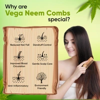 Vega WNC-05 Neem Hair Combs for Unisex, 100% Natural Neem Wood | India's No.1 Hair Comb | Anti-Dandruff & Scalp Nourishing | Hair Fall Control & Gentle Detangling | Eco-Friendly & Lightweight Design