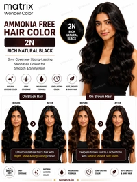 Matrix Wonder Ammonia Free Hair Color 2N 90ML | Rich Natural Black Hair Dye | Grey Coverage | Long-Lasting Salon Hair Colour for Smooth & Shiny Hair - 90g