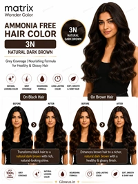 Matrix Wonder Ammonia Free Hair Color 3N 90ML | Natural Dark Brown Hair Colour | Grey Coverage | Nourishing Formula for Healthy & Glossy Hair - 90g