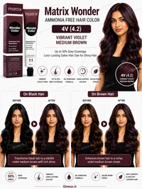 Matrix Wonder Ammonia Free Hair Color 4V (4.2) 90ML | Vibrant Violet Medium Brown Hair Colour | Up to 50% Grey Coverage | Long-Lasting Salon Hair Dye for Shiny Hair - 90g