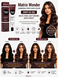 Matrix Wonder Ammonia Free Hair Color 5WV (5.32) 90ML | Multi-Tone Light Brown Gold Violet Hair Colour | Long-Lasting Shine & Grey Coverage | Nourishing Salon Hair Dye - 90g