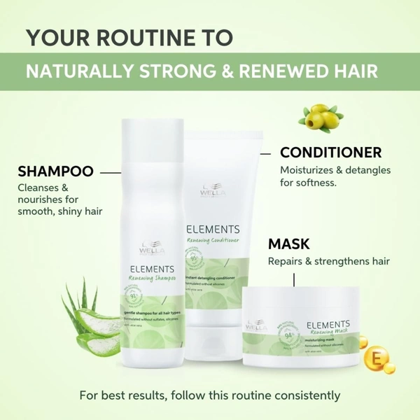 Wella Professionals Elements Sulfate-Free Renewing Shampoo 250ml | Gentle, Nourishing Shampoo for Dry & Damaged Hair | Restores Moisture & Softness| Color-Safe Formula.